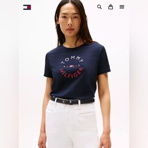 NWT Tommy Hilfiger Womens XL Graphic T-Shirt Navy Blue 100% Cotton